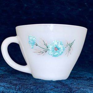 Vintage Fire King Bonnie Blue White & Blue Floral Mug Cup